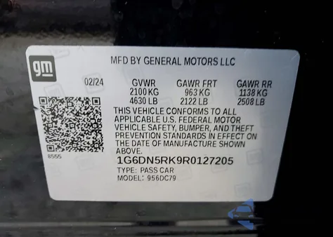 2024 Cadillac Ct5 Premium Luxury из США, поврежденный, VIN 1G6DN5RK9R0127205